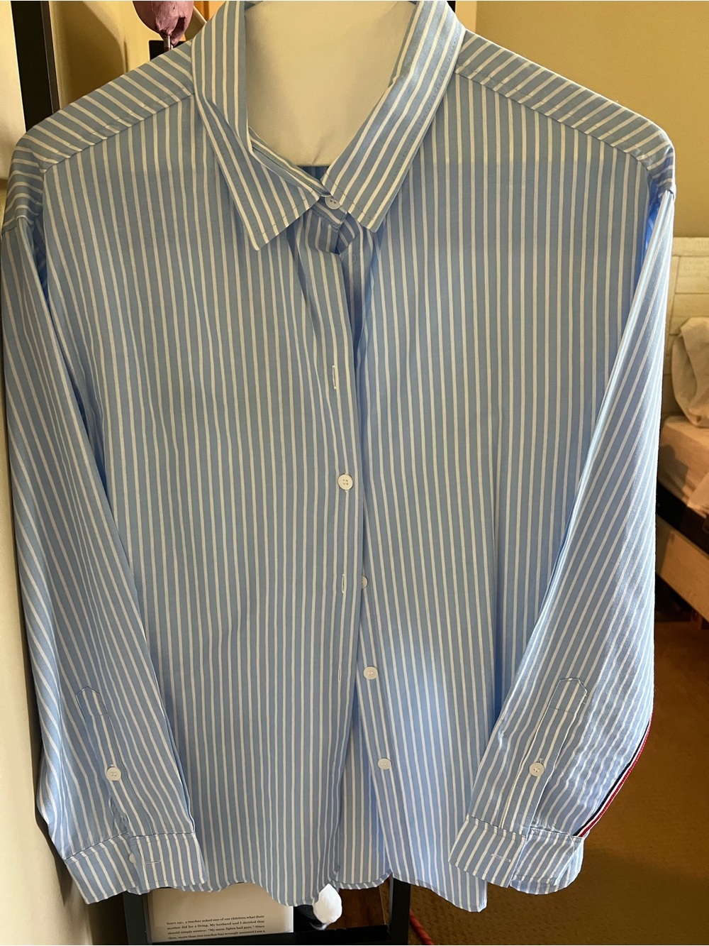 Women's Light Blue & White Stripe Button-Down Shirt